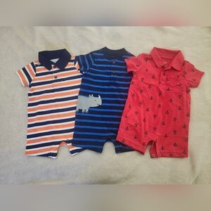 Simple Joys By Carters Striped and Anchor Print Rompers